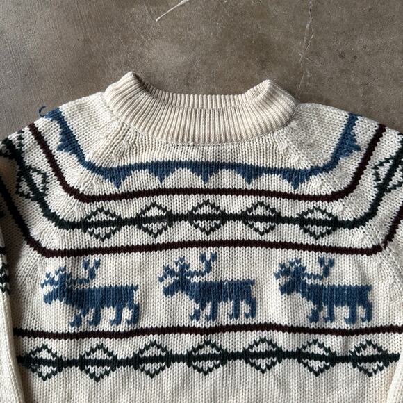 VINTAGE SIGALLO KNIT SWEATER 80S MEDIUM CHRISTMAS WINTER MOOSE - Picture 5 of 5